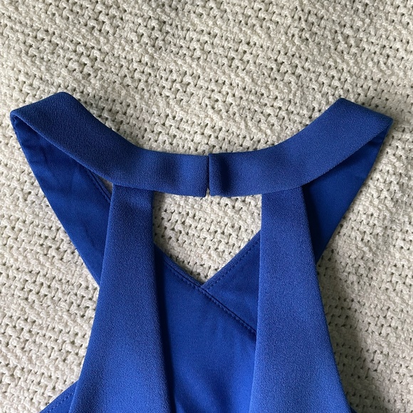 BCBGMaxAzria Crisscross Halter Peplum Dress in "Blueberry", Size 0 - Picture 12 of 16